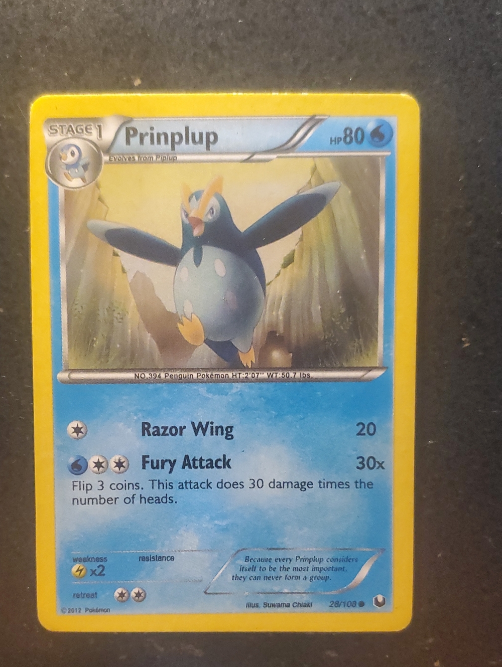 Pokemon Prinplup Card — Blue & Yellow